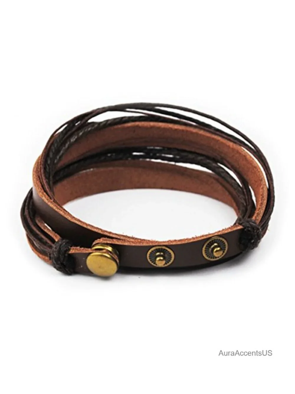 Genuine Leather Multilayer Adjustable Bracelet Cuff Wrap